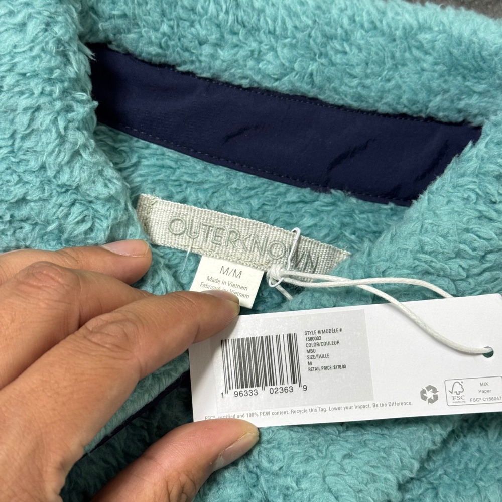 NEW Outerknown High Cloud Sherpa Fleece Shirt Jacket Aqua Blue Mens M 1580003 - Picture 3 of 7